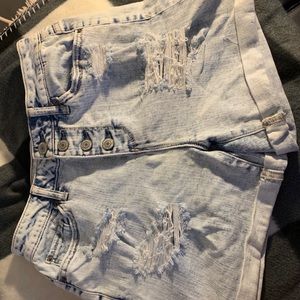 high rise ripped size 2 jean shorts